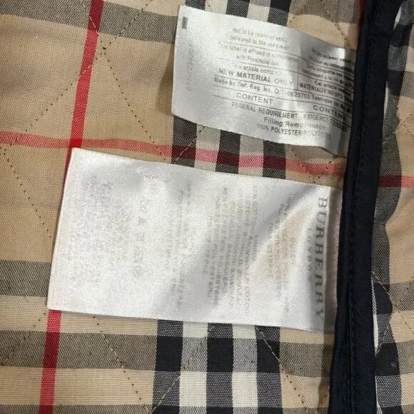 BURBERRY London Navy Blue Quilted Check Lined Jacket